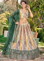 Chinon Green Party Wear Digital Printed Lehenga Choli